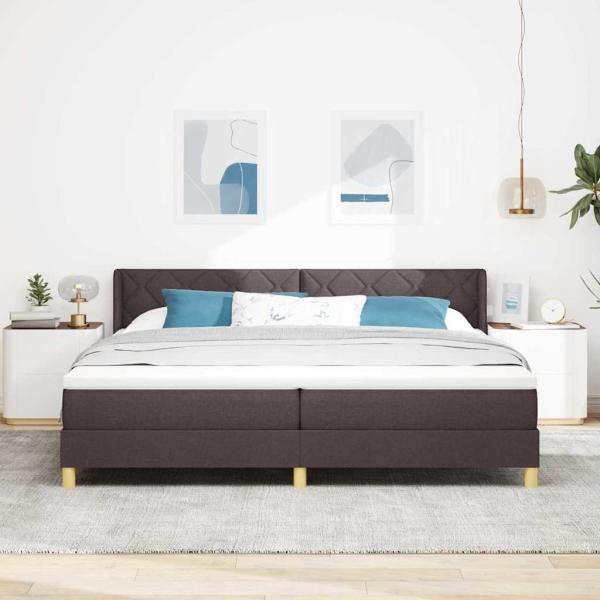 Boxspringbett Dunkelbraun und Weiß 200 x 200 cm Stoff