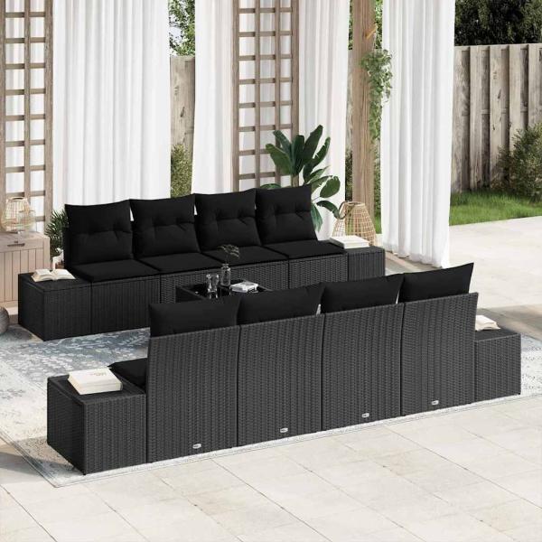 ARDEBO.de - Sofa 6 pcs Schwarz 294 x 62 x 69 cm Poly-Rattan