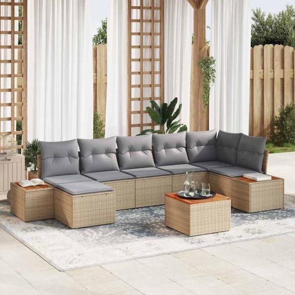 ARDEBO.de - Garten-Sofa-Set 8 pcs Beige 55 x 55 x 37 cm PE Rattan