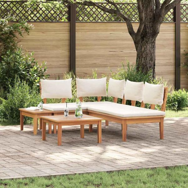 ARDEBO.de - Gartenbänke Set 4 pcs Braun und Creme 2-Sitzer Mittel