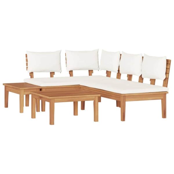 Gartenbänke Set 4 pcs Braun und Creme 2-Sitzer Mittel