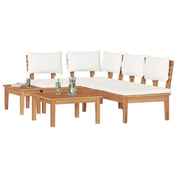 Gartenbänke Set 4 pcs Braun und Creme 2-Sitzer Mittel