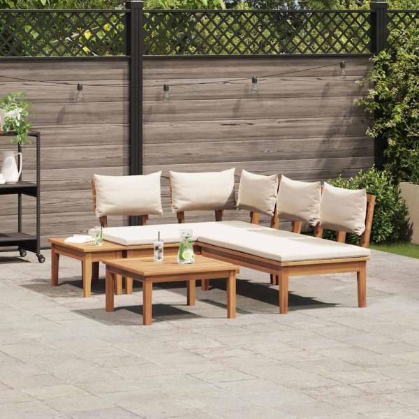 Gartenbänke Set 4 pcs Braun und Creme 2-Sitzer Mittel