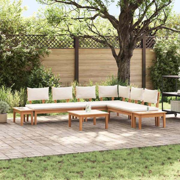 ARDEBO.de - Gartenbänke Set 4 pcs Braun und Creme 2-Sitzer Mittel