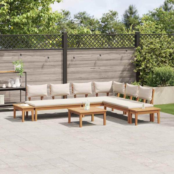 Gartenbänke Set 4 pcs Braun und Creme 2-Sitzer Mittel