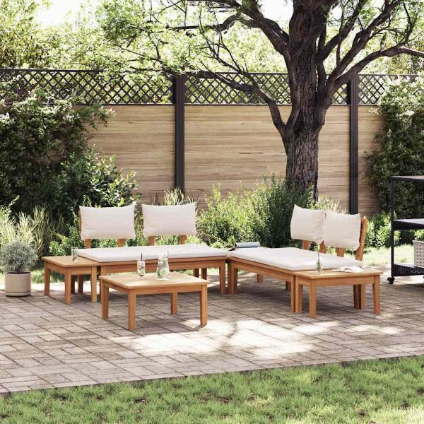 ARDEBO.de - Gartenbänke Set 3 pcs Braun und Creme 2-Sitzer S Massivholz