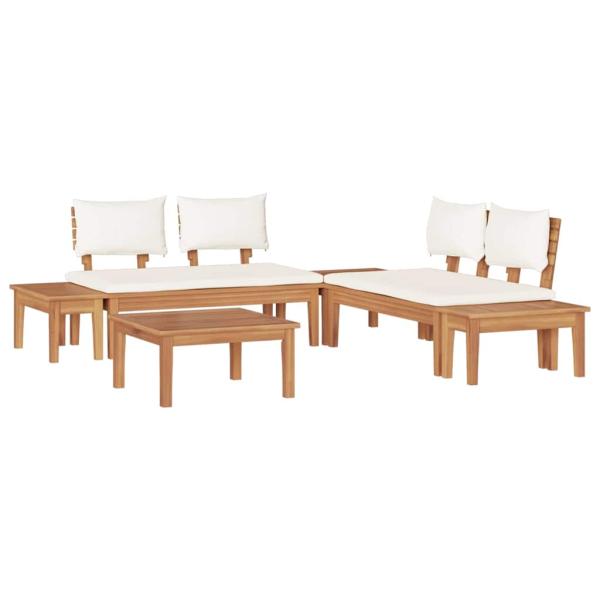 Gartenbänke Set 3 pcs Braun und Creme 2-Sitzer S Massivholz