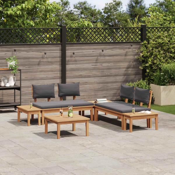 Gartensofa-set 3 stk. Braun und Grau