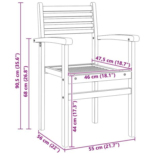 Garten Stapelstühle 4 pcs Braun 55.5 x 55.5 x 90 cm
