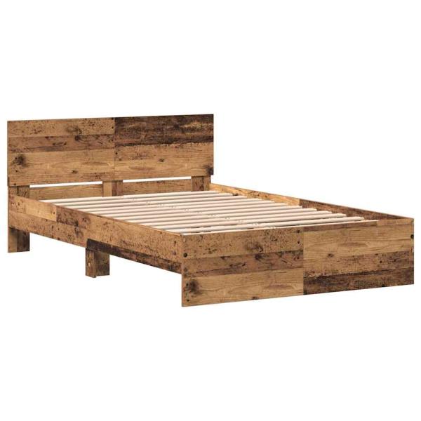 Bettgestell mit Kopfteil Altholz 120 x 190 cm Massivholz