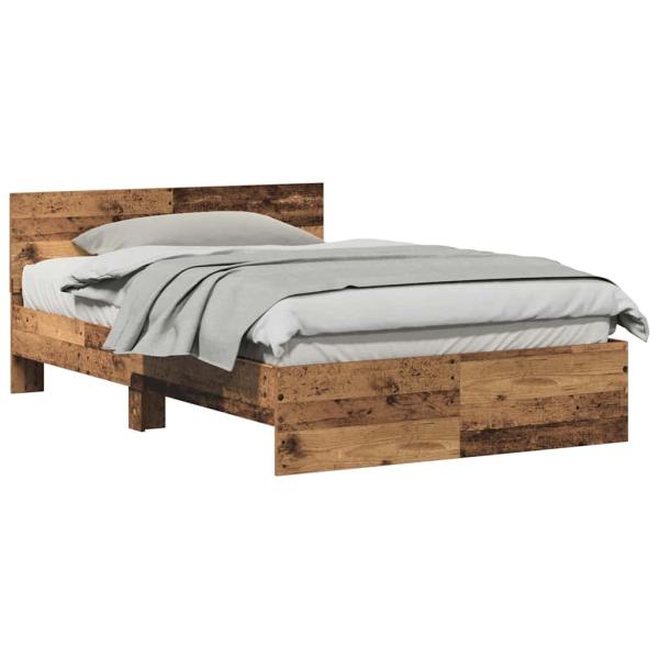 Bettgestell mit Kopfteil Altholz 120 x 190 cm Massivholz