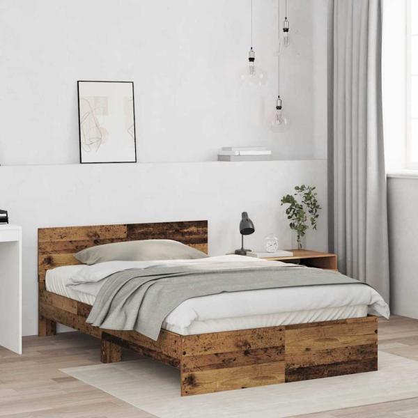 Bettgestell mit Kopfteil Altholz 120 x 190 cm Massivholz