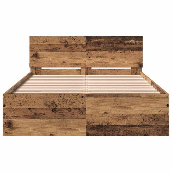Bettgestell mit Kopfteil Altholz 120 x 190 cm Massivholz