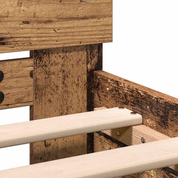 Bettgestell mit Kopfteil Altholz 120 x 190 cm Massivholz