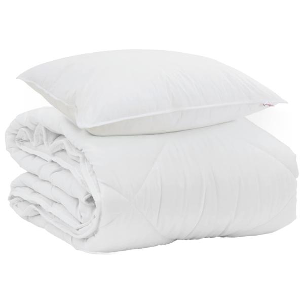 Sommerdecke mit Kissen 2 Stk. Weiß Mikrofaser
