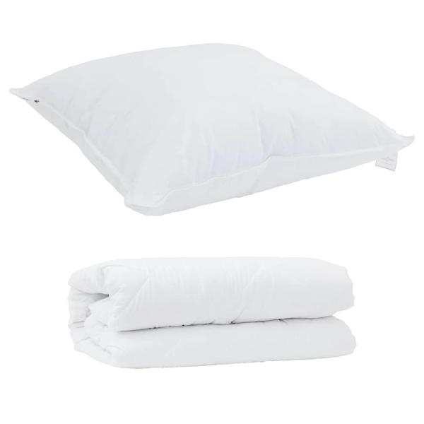 2-in-1 Bettdecke mit Kissen 2 pcs Weiß 135 x 220 cm Mikrofaser