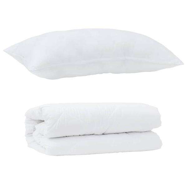 ARDEBO.de - Bettdecke mit Kissen 2 pcs Weiß 155 x 200 cm Mikrofaser