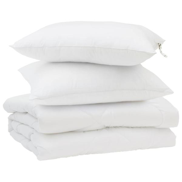 ARDEBO.de - Bettdecke mit Kissen 3 pcs Weiß 240 x 200 cm Mikrofaser