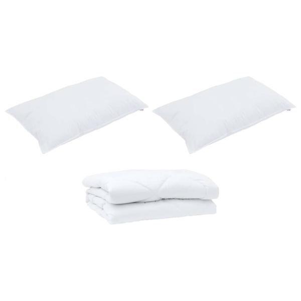 Bettdecke mit Kissen 3 pcs Weiß 200 x 220 cm Mikrofaser