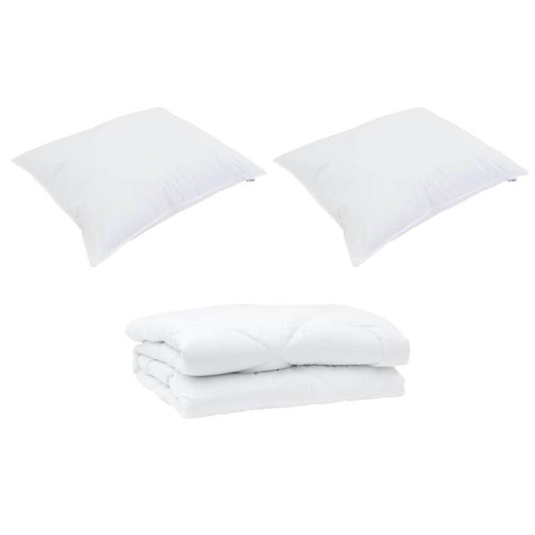 Bettdecke mit Kissen 3 pcs Weiß 240 x 220 cm Mikrofaser