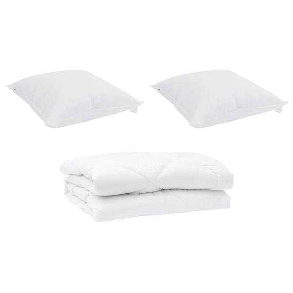 Bettdecke mit Kissen 3 pcs Weiß 240 x 220 cm Mikrofaser