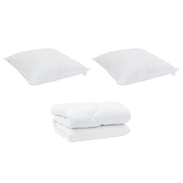 Winterbettdecke mit Kissen 3 pcs Weiß 200 x 220 cm Mikrofaser