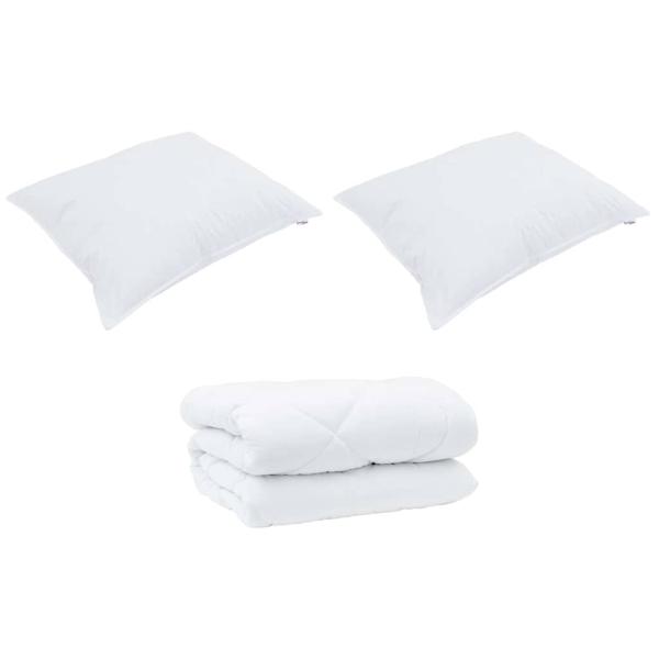 Winterbettdecke mit Kissen 3 pcs Weiß 240 x 200 cm Mikrofaser