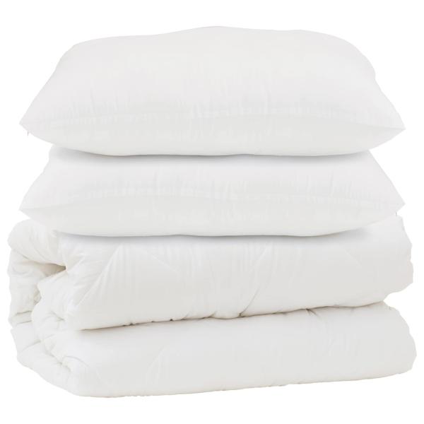 ARDEBO.de - Bettdecke Sonstiges mit Kissen 3 pcs Weiß 260 x 220 cm Mikrofaser