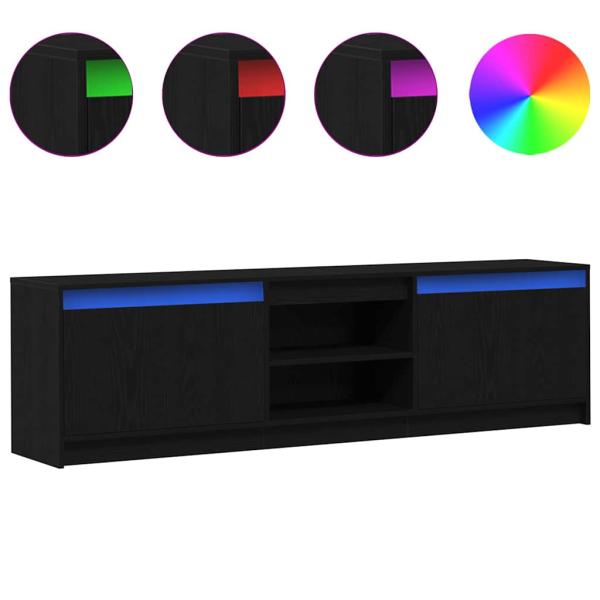 TV-Schränk Schwarz 182 x 34 x 50 cm Wuchsplatte und Spanplatte