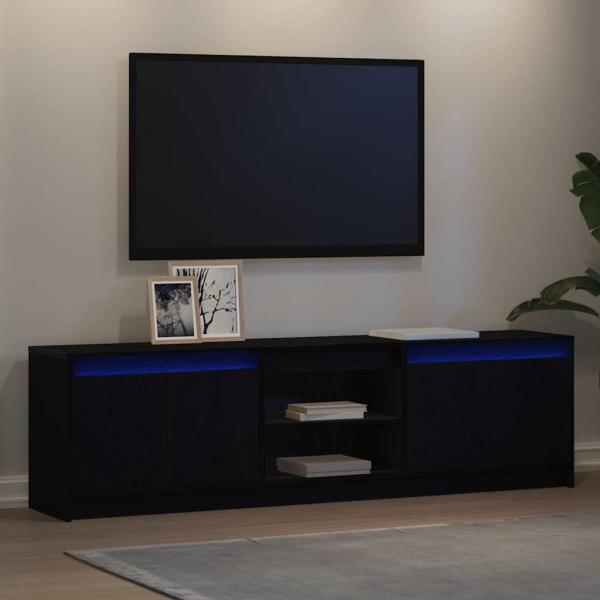 TV-Schränk Schwarz 182 x 34 x 50 cm Wuchsplatte und Spanplatte