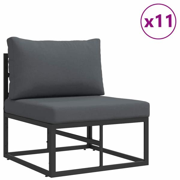 Garten-Sofa-Set mit Kissen mit Kissen 14 pcs Schwarz Aluminium