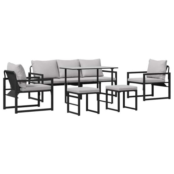 Garten-Sofa-Set 6 pcs Schwarz 61 x 72,5 x 71 cm Stahl