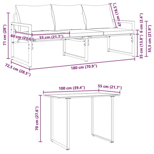 Garten-Sofa-Set 6 pcs Schwarz 61 x 72,5 x 71 cm Stahl