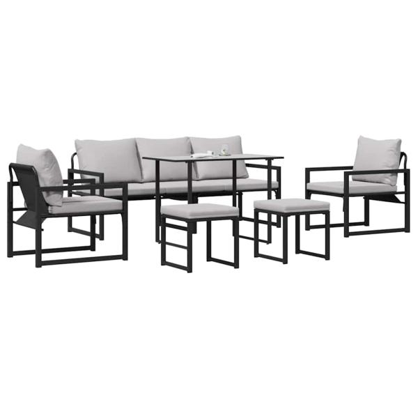 Garten-Sofa-Set 6 pcs Schwarz 61 x 72,5 x 71 cm Stahl