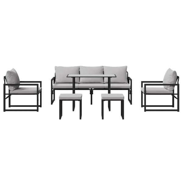 Garten-Sofa-Set 6 pcs Schwarz 61 x 72,5 x 71 cm Stahl