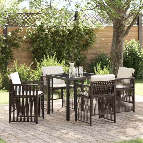 ARDEBO.de - Braunes Garten-Esszimmer-Set 5 pcs Braun Stahl