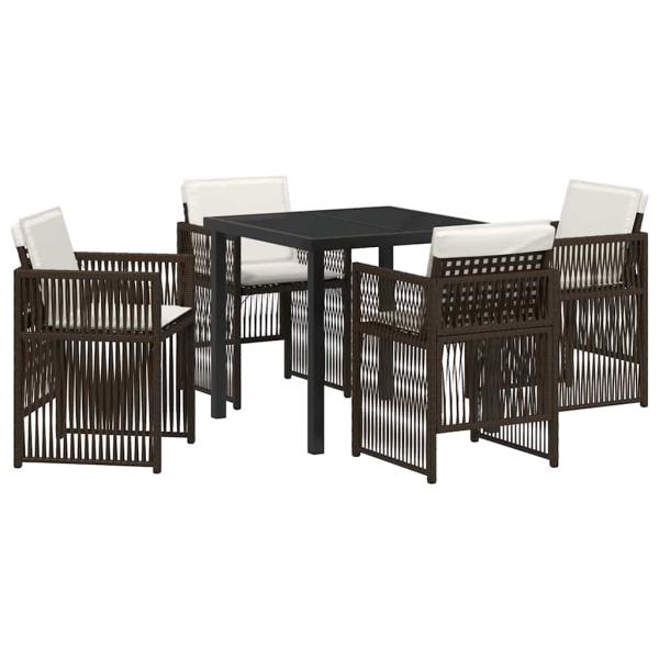 Braunes Garten-Esszimmer-Set 5 pcs Braun Stahl