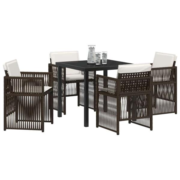 Braunes Garten-Esszimmer-Set 5 pcs Braun Stahl