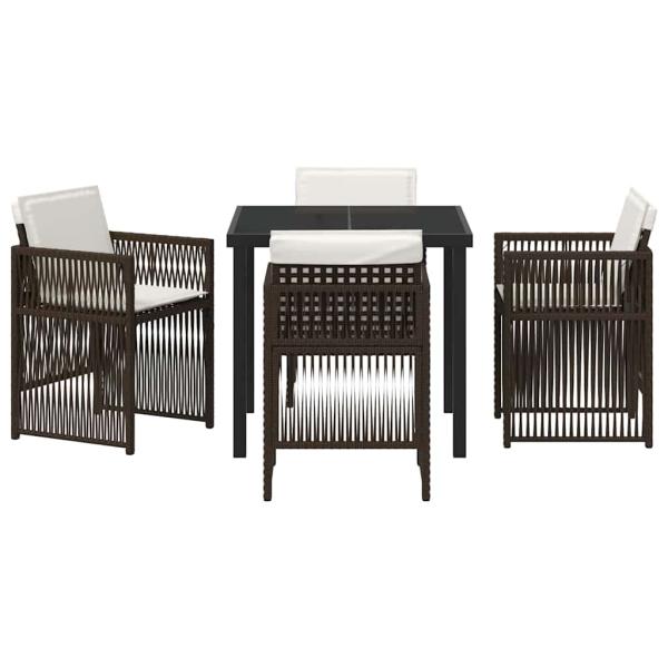 Braunes Garten-Esszimmer-Set 5 pcs Braun Stahl