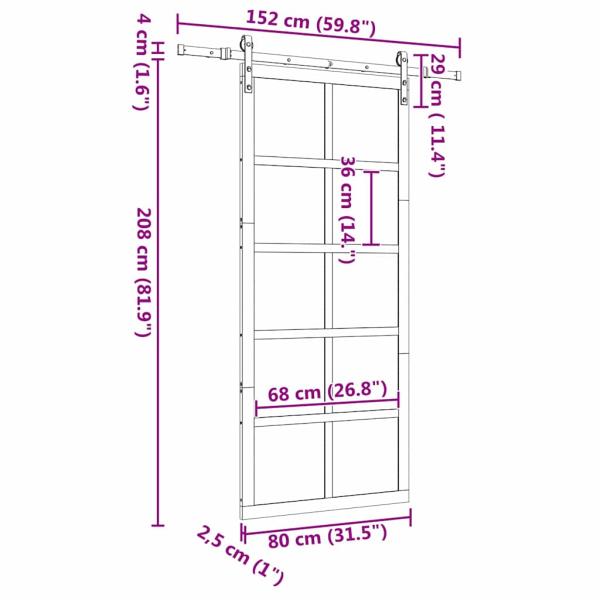 Schiebetür Braun 80 x 208 cm Massivholz Kiefer