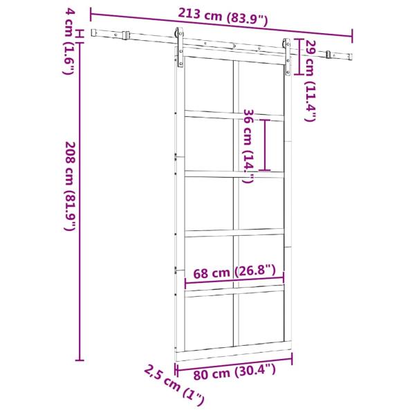 Schiebetür Braun 80 x 208 cm Massivholz Kiefer