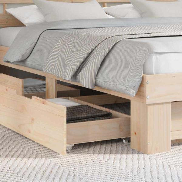 Bettgestell mit Schubladen mit Kopfteil mit Speicher Braun 200 x 200 cm Massivkiefer