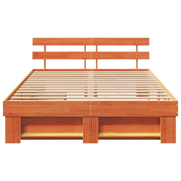 Bettgestell mit Schubladen mit Kopfteil mit Speicher Wachsbraun 160 x 200 cm Holz