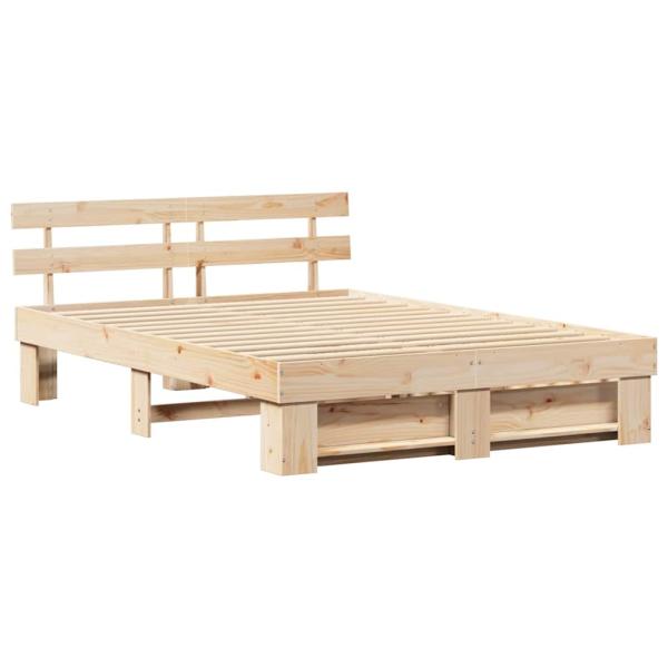 Bettgestell mit Schubladen mit Kopfteil mit Speicher Braun 150 x 200 cm Massivkiefer
