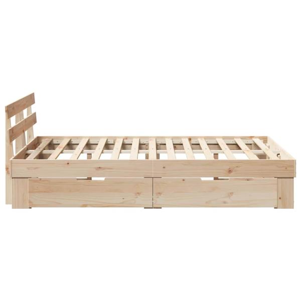 Bettgestell mit Schubladen mit Kopfteil mit Speicher Braun 120 x 200 cm Kiefernholz