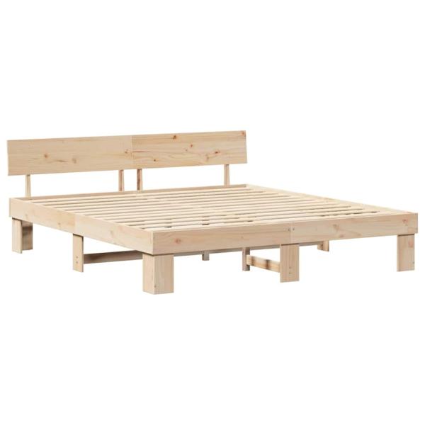 Bettgestell mit Kopfteil Braun 200 x 200 cm Massivkiefer
