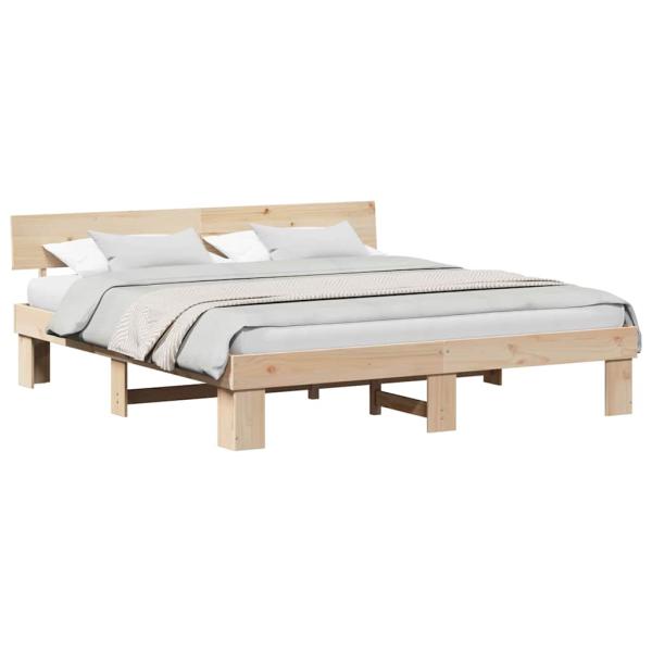 Bettgestell mit Kopfteil Braun 200 x 200 cm Massivkiefer