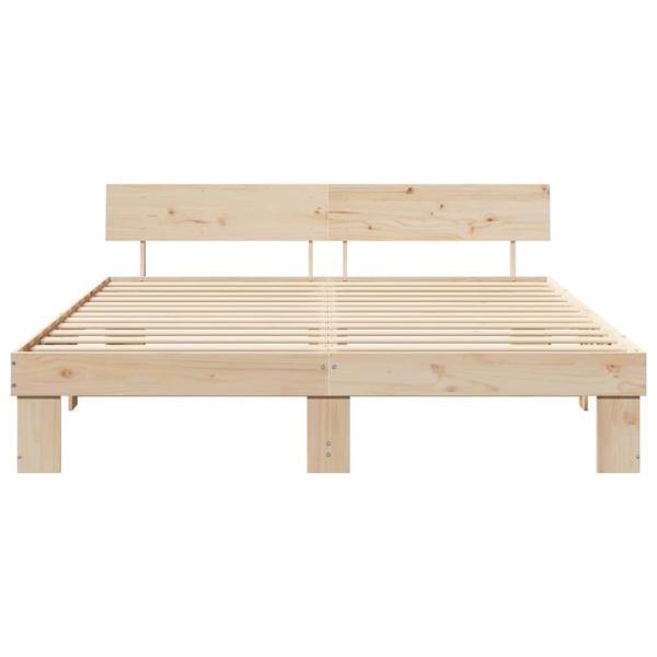 Bettgestell mit Kopfteil Braun 200 x 200 cm Massivkiefer