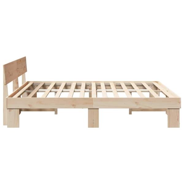 Bettgestell mit Kopfteil Braun 200 x 200 cm Massivkiefer