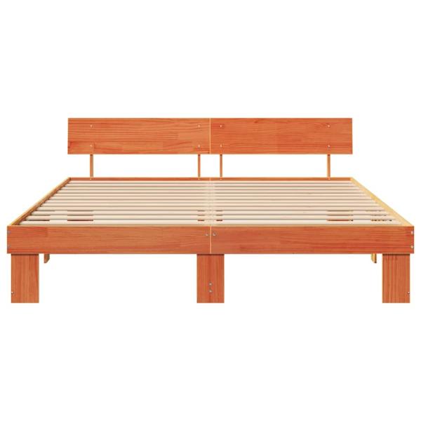 Bettgestell mit Kopfteil Wachsbraun 200 x 200 cm Massivkiefer